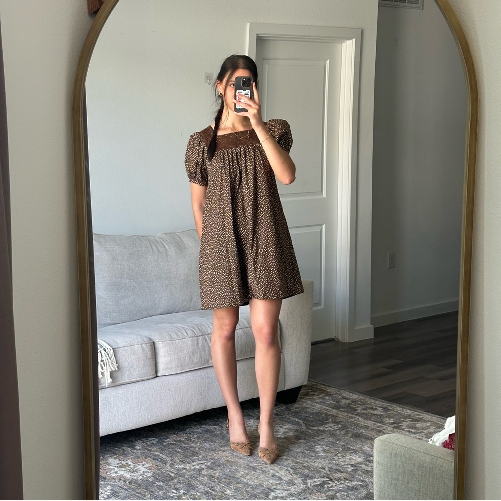 XSOLDX Mi Golondrina brown floral mini dress small